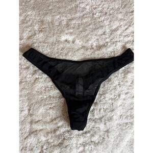 NWOT Hillard & Hanson Sheer Mesh Thong Black Size S Minimalist